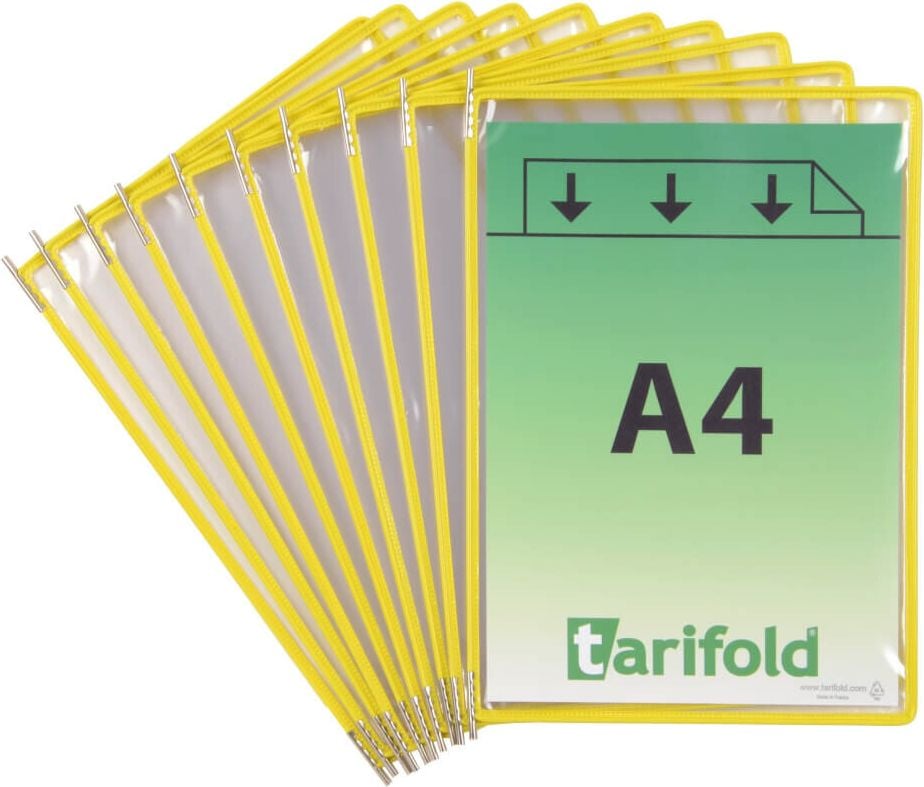 Sichttafel tarifold 11400, für A4, Drehzapfentafel, Pack 10 Stück, gelb