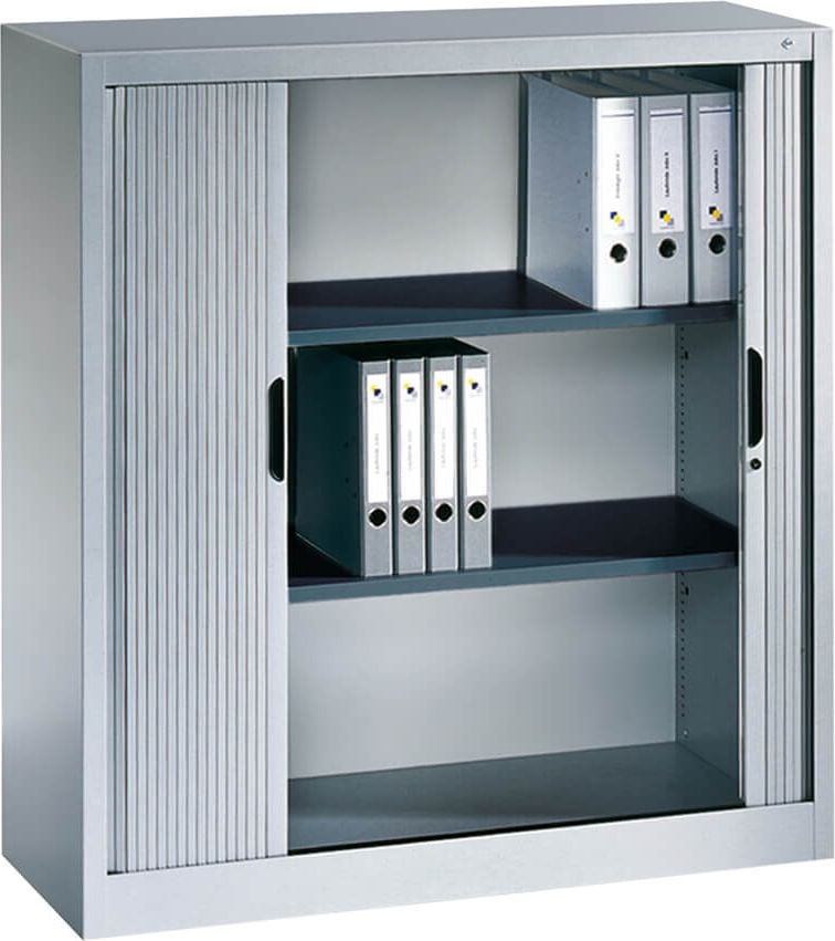Aktenschrank CP Omnispace 3233-00, 120x123x42cm (BxHxT), 2 Querrollläden,
2 Fachböden, 3 Ordnerhöhen, hellgrau