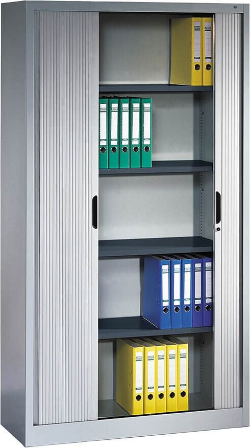 Aktenschrank CP Omnispace 3202-00, 100x198x42cm (BxHxT), 2 Querrollläden,
4 Fachböden, 5 Ordnerhöhen, anthrazit
