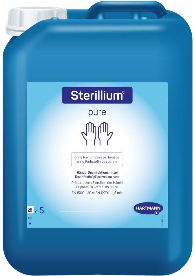 Handdesinfektionsmittel Sterillium pure 5 Liter 982118, besonders hautverträglich, begrenzt viruzid, ohne Farb- & Duftstoffe, Kanister 5 Liter