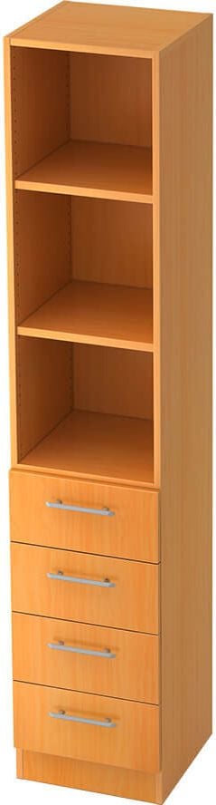 Aktenschrank Hammerbacher Solid 7600, 40,6x200,4x42cm (BxHxT), 4
Schübe, Streifengriff, buche