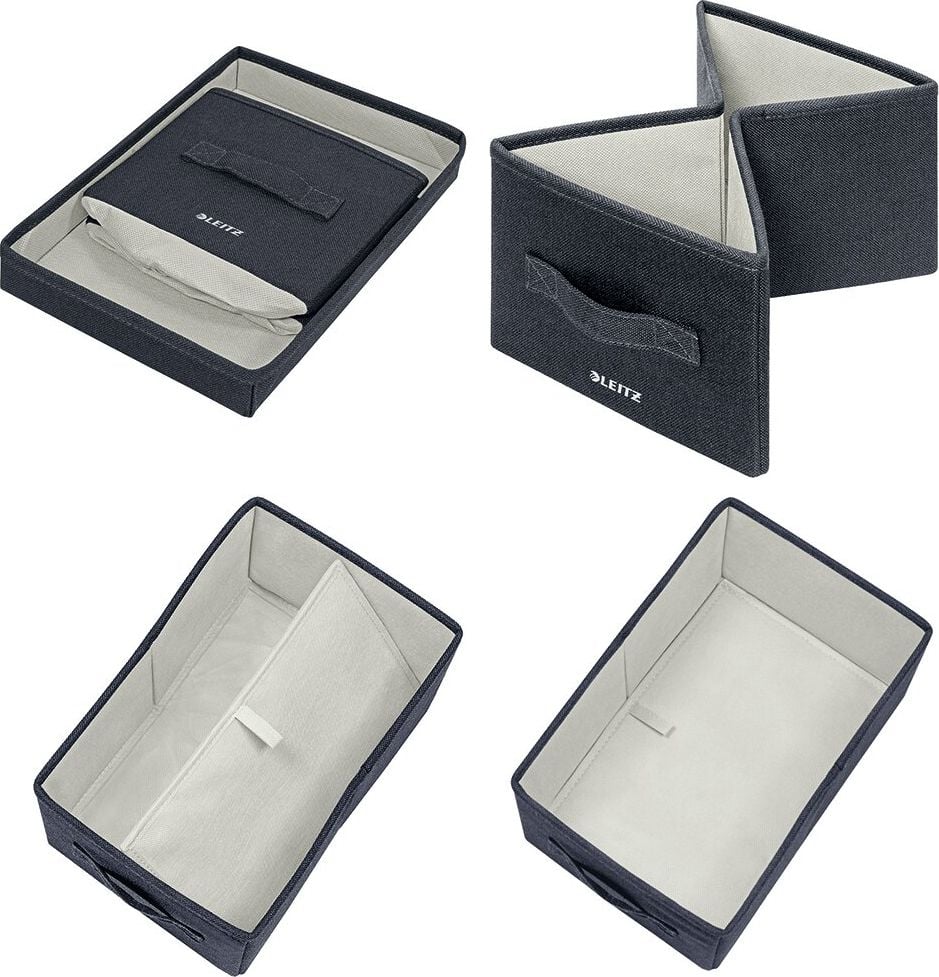 Aufbewahrungsboxen Leitz 61450089, 8 Liter, mit Deckel, 330x380x325mm (BxHxT),
Stoffbezug, samtgrau, Inhalt 2 Stück