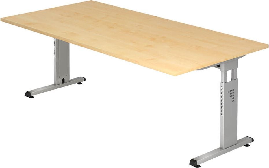 Schreibtisch Hammerbacher OS2E, 200x100cm (BxT), 65-85cm Höhe, rechteckig,
C-Fuß, ahorn