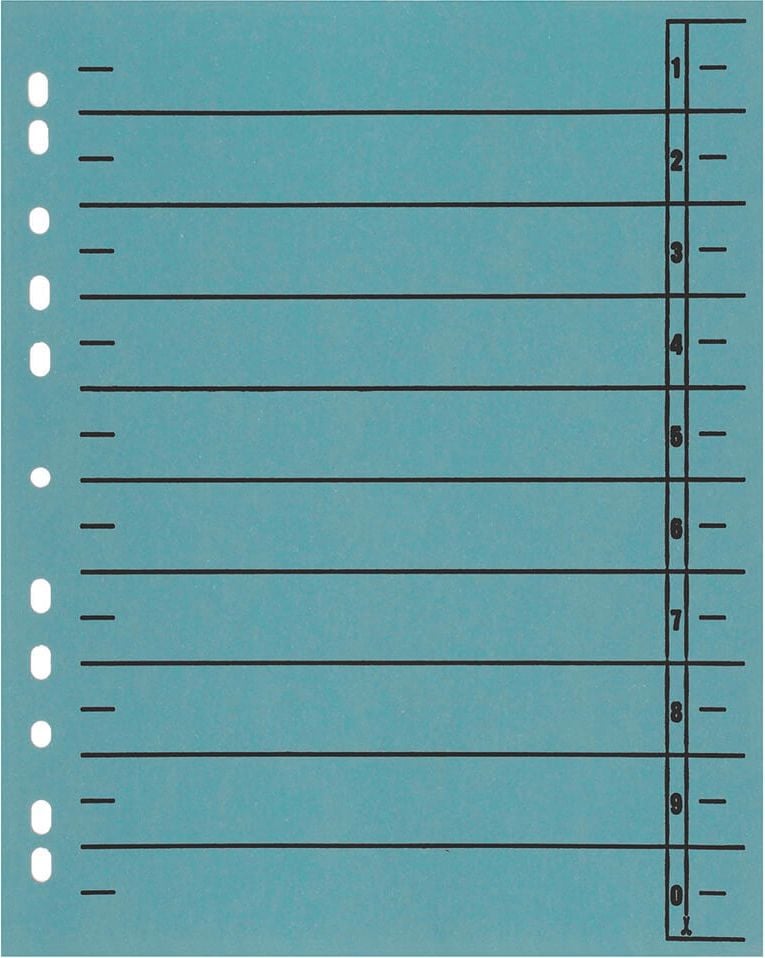 Trennblätter Corona, A4, gelocht, Kraftkarton 230 g/m², farbig,
Pack 100 Stück, blau