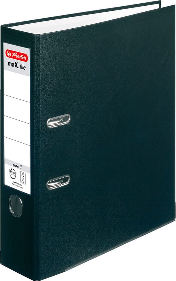 Ordner A4 Herlitz maX.file protect, 80mm, PP, A4, 8cm Rücken, PP-Kunststoffbezug, schwarz