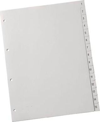 Kunststoffregister a-series A4 1-15 AS0961, A4 volle Höhe, 1-15, 15-teilig, PP, weiß