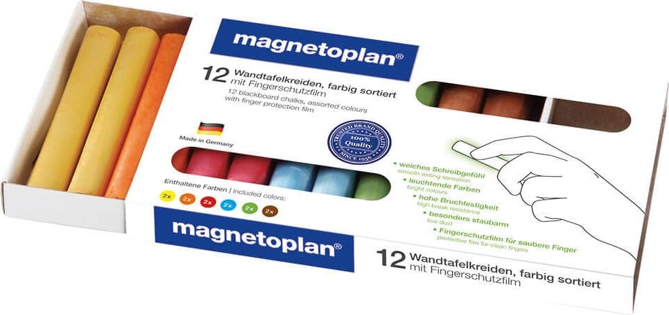 Kreide Magnetoplan farbig sortiert 12306, Wandtafelkreide, 6-farbig sortiert,
abgerundet, Pack 12 Stück
