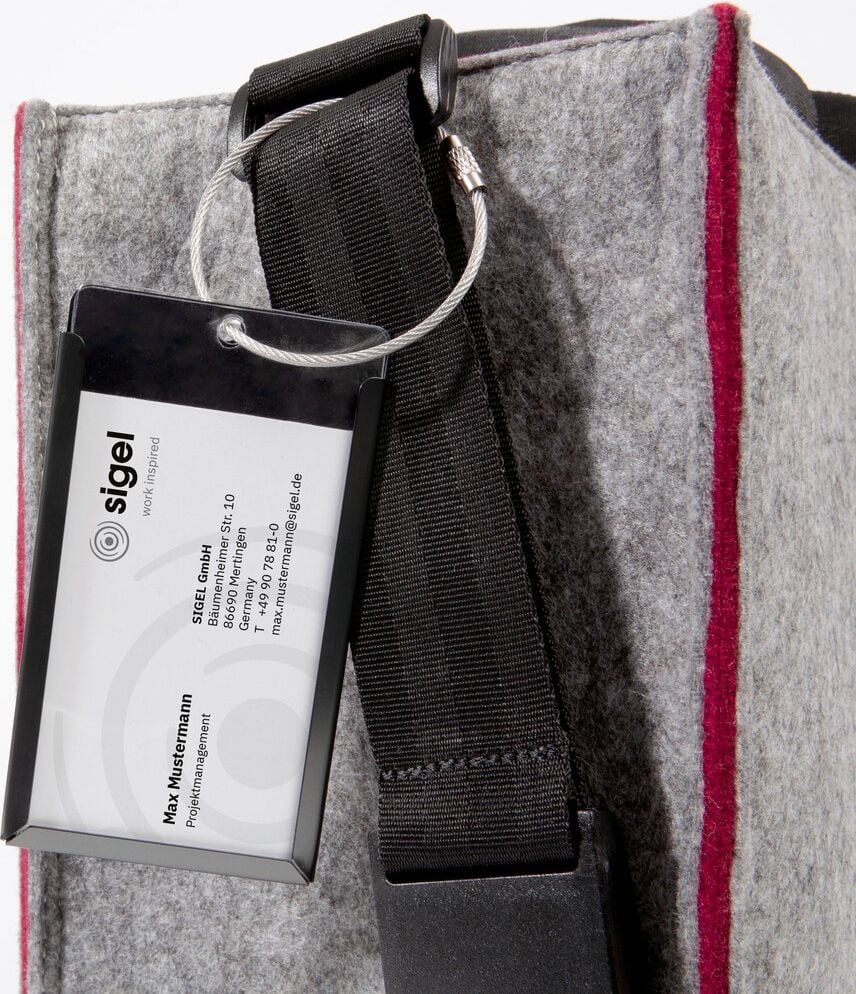 Aufbewahrungstasche Sigel Desk Sharing Bag Bicolor M BA426, für Laptops bis 15,4 Zoll, 100% recycelter PET-Filz, 2 Fächer, 5 separate Einsteckfächer, grau/dunkelrot