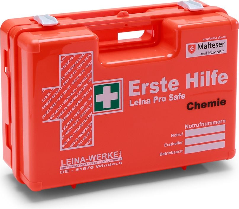Erste Hilfe Verbandkoffer Leina-Werke Pro Safe Chemie 21105, Füllung nach DIN 13157 + branchenspezifische Zusatzausstattung Chemie, orange