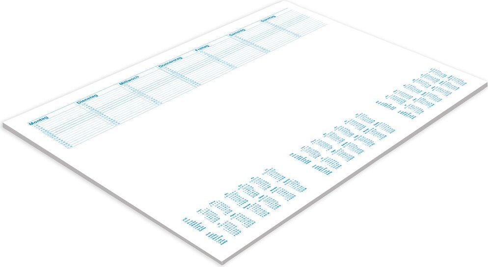 Kalender-Schreibunterlage RNK Office 46617, 42x60cm, Papier, blanko, 7 Wochentagsfelder,
3-Jahreskalendarium, weiß, Block 30 Blatt