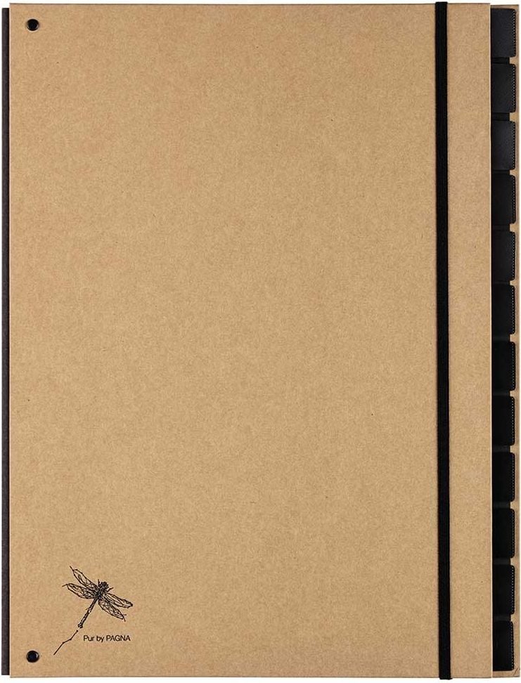 Pultordner Pagna PUR Blanko 44012-11, 12 Fächer, Graukarton (RC) mit Kraftpapier überzogen, natur