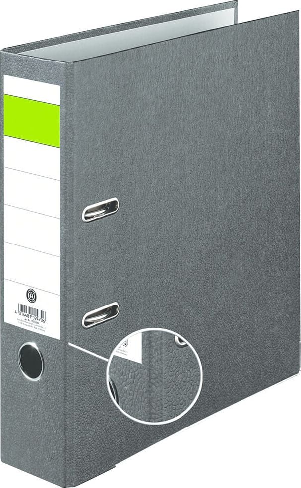 Ordner A4 Standard, 80mm, verstärkt, Wolkenmarmor, verstärkt, schwarz, grüner Balken, stabile
Ausführung