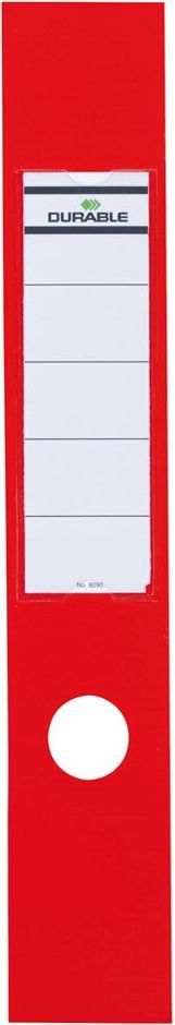 Rückenschilder Durable Ordofix 8090, breit/lang, mit Einsteckschild, Pack 10 Stück, rot