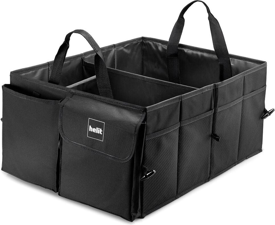 Kofferraum-Organizer Helit the car organizer H6140095, 43x57x26,5cm, 2 Tragegriffe, bis 30kg, 2 Vorder- und 8 Netz-Seitentaschen, schwarz