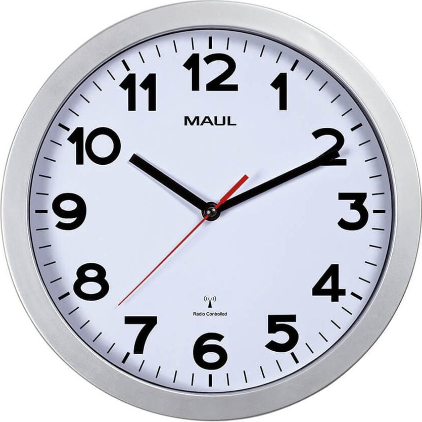 Funkwanduhr Maul MAULstep 9053595, DCF-Funkwanduhr, 35cm Durchmesser, silber