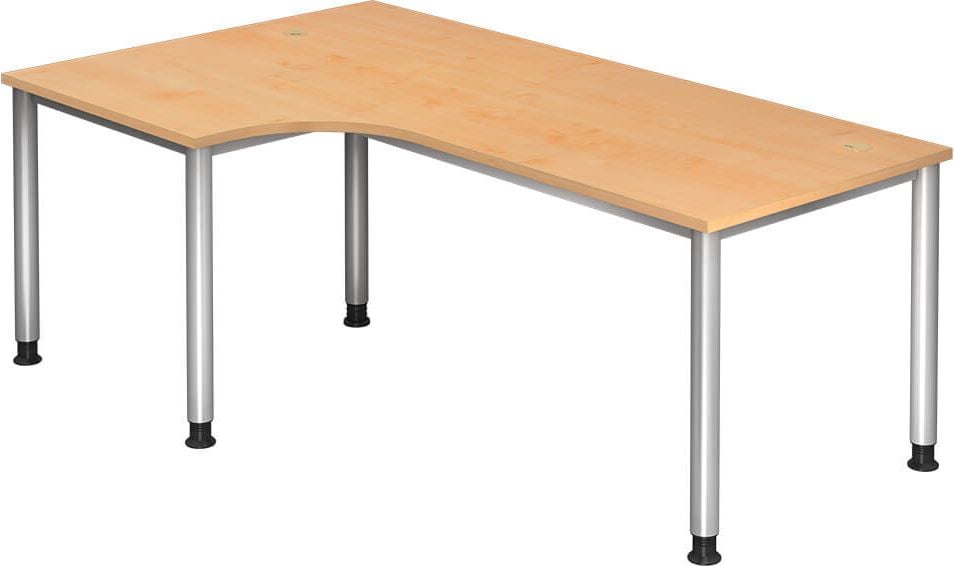 Winkelschreibtisch Hammerbacher HS82, 200x120cm (BxT), 68,5-81cm Höhe, 90 Grad
Winkel, 4-Fuß, ahorn