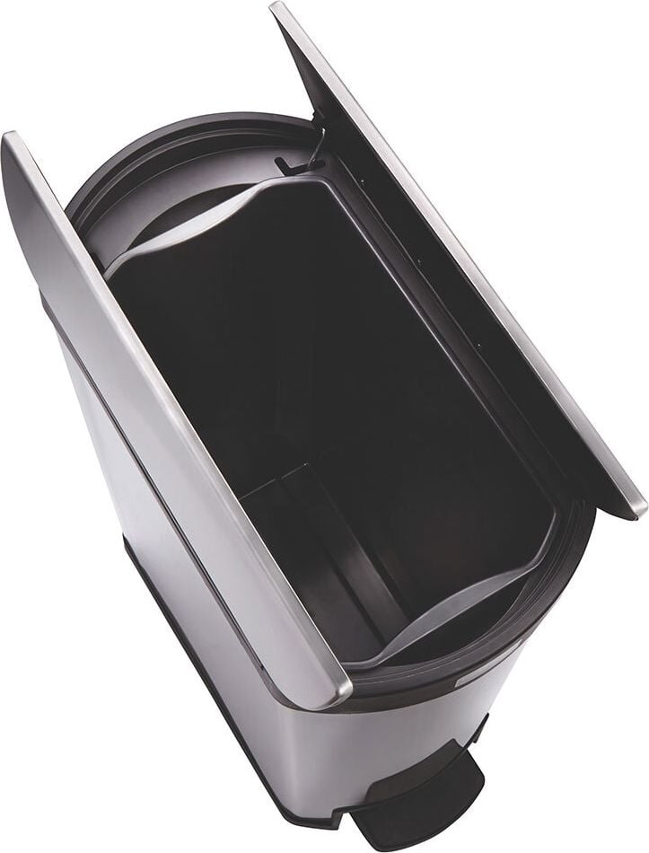 Tret-Abfallsammler Rubbermaid Slim Jim 1901993, 50 Liter, Pedal an der Schmalseite,
Edelstahl, schwarz