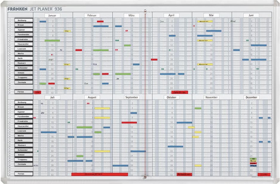 Planungstafeln Jahresplaner Franken SJP936, für 16 Positionen, 60x90cm, magnethaftend