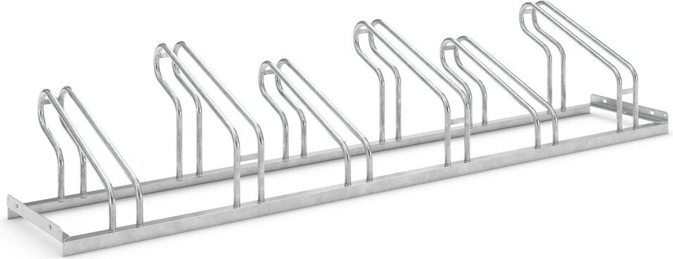 Fahrradständer WSM Bügelparker 1056, verzinkt, Freiaufstellung, 210cm lang, für 6 Fahrräder, bis zu 55mm Reifenbreite, einseitige Radeinstellung