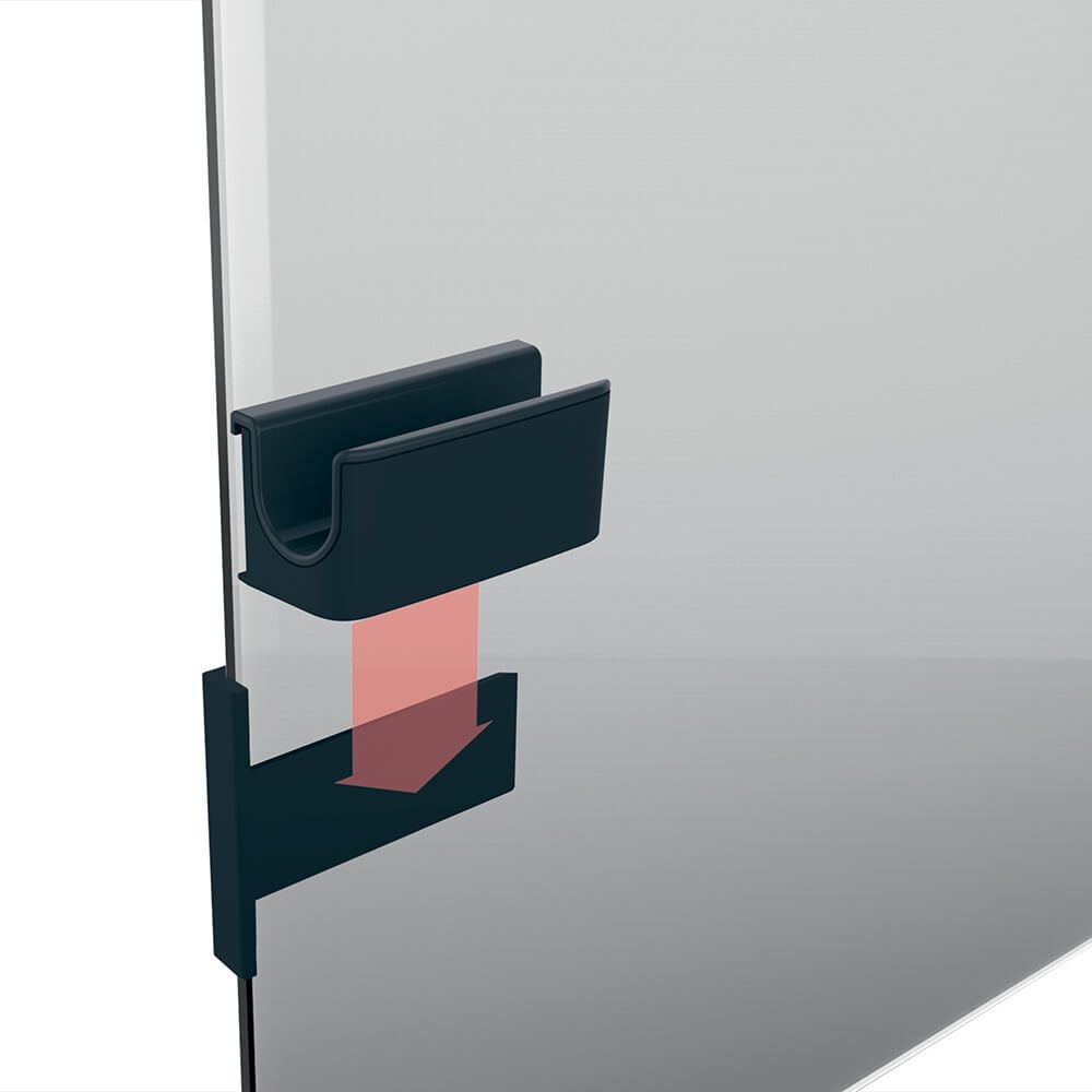 Glasboard-Ablageschale Sigel Stiftehalter GL800, 75x37x35mm, Kunststoff, mit magnetischem Clip, anthrazit, anthrazit
