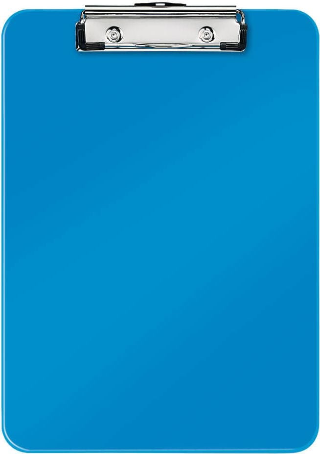 Klemmbretter Leitz WOW 3971, A4, Polystyrol, Metallklemme kurze Seite,
Aufhängeöse, WOW-Farben, blau