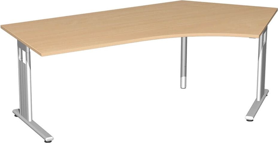 Winkelschreibtisch Geramöbel C Fuß Flex S-617316, 216,6x113cm (BxT), 68-82cm Höhe, 135 Grad
Winkel rechts, C-Fuß silber, buche