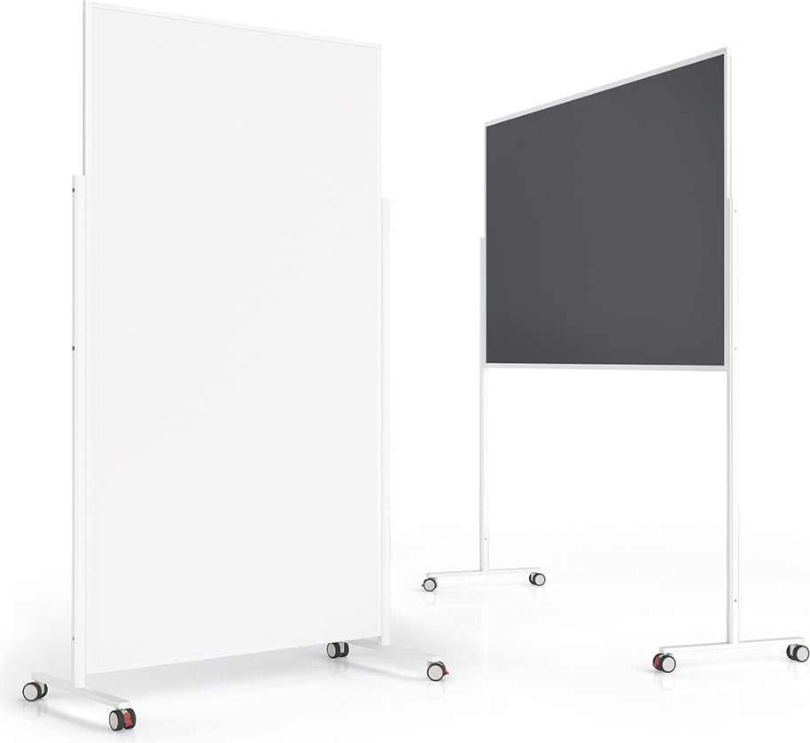 Whiteboard Magnetoplan Design VarioPin, Tafel: 180x100cm, pinnbarer Filz farbig,
Aluminiumrahmen, Standfuß mit Rollen, weiß