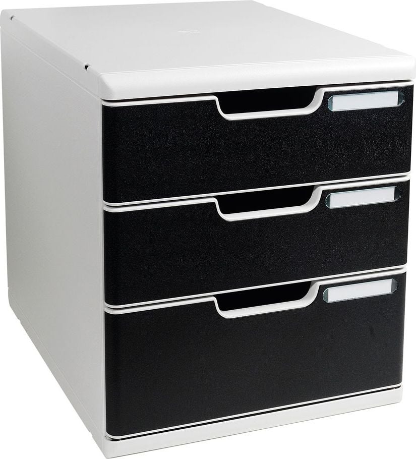 Schubladenbox Exacompta MODULO 3250, für A4+, 3 geschlossene Schubladen, schwarz