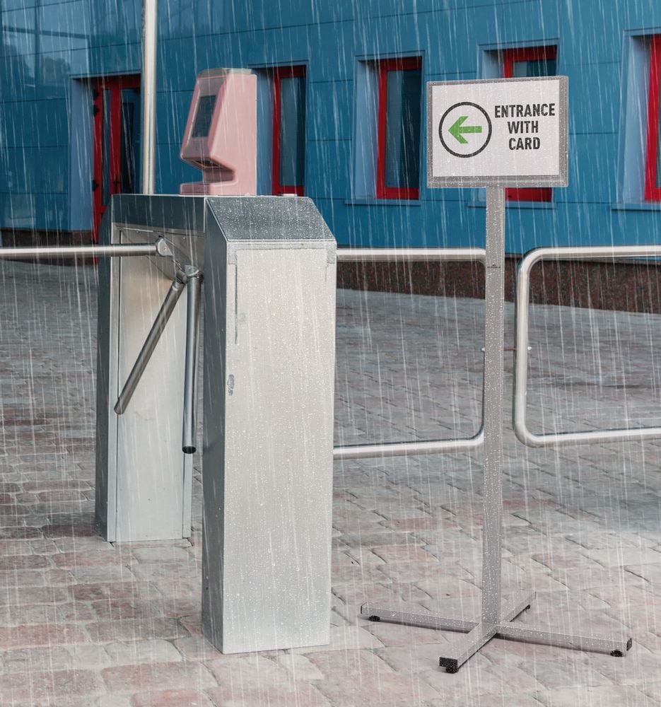 Infoständer Durable A4 INFO STAND OUTDOOR 502057, für DIN A4 hoch+quer, magnetische Plakattasche (IPX5 Norm geprüft), Fußkreuz, anthrazit/grau