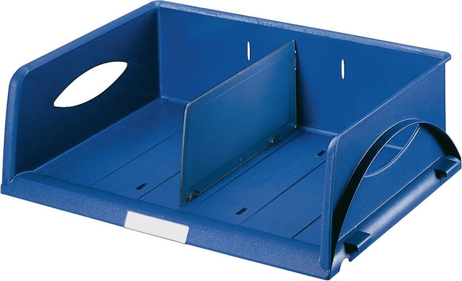 Ablagekorb Leitz Sorty 5230, A4/C4 quer, 12,5cm hoch, Polystyrol (PS),
inkl. Trennwand, Pack 4 Stück, blau