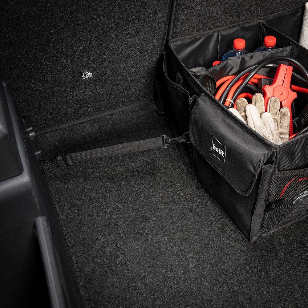 Kofferraum-Organizer Helit the car organizer H6140095, 43x57x26,5cm, 2 Tragegriffe, bis 30kg, 2 Vorder- und 8 Netz-Seitentaschen, schwarz