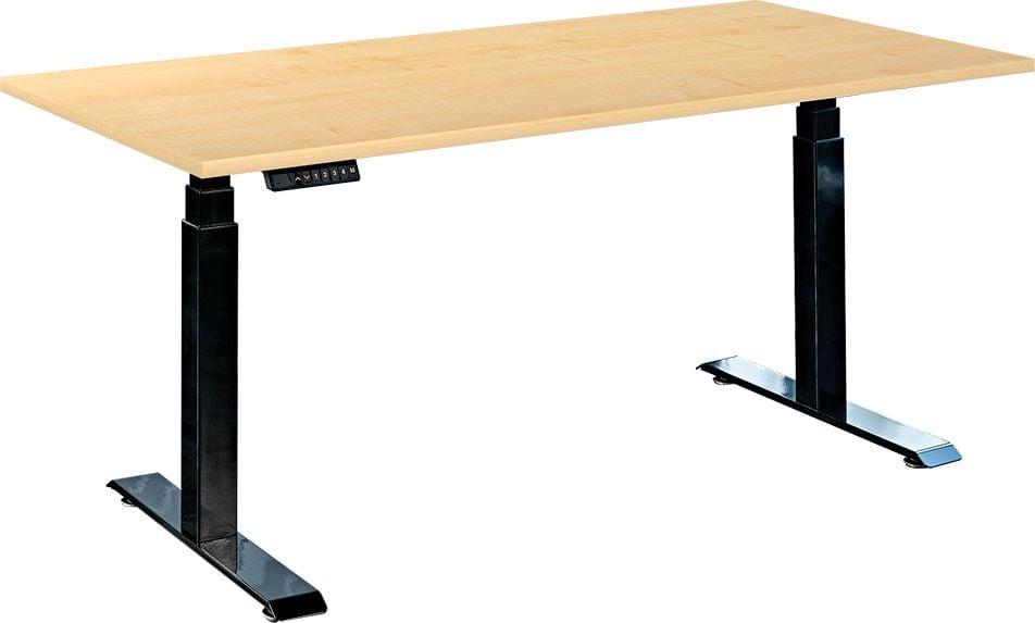 Schreibtisch a-series AS1444, 120 x 80 cm, elektrisch, 120x80cm (BxT), elektrisch höhenverstellbar,
60-125 cm Höhe, rechteckig, T-Fuß, schwarz, ahorn