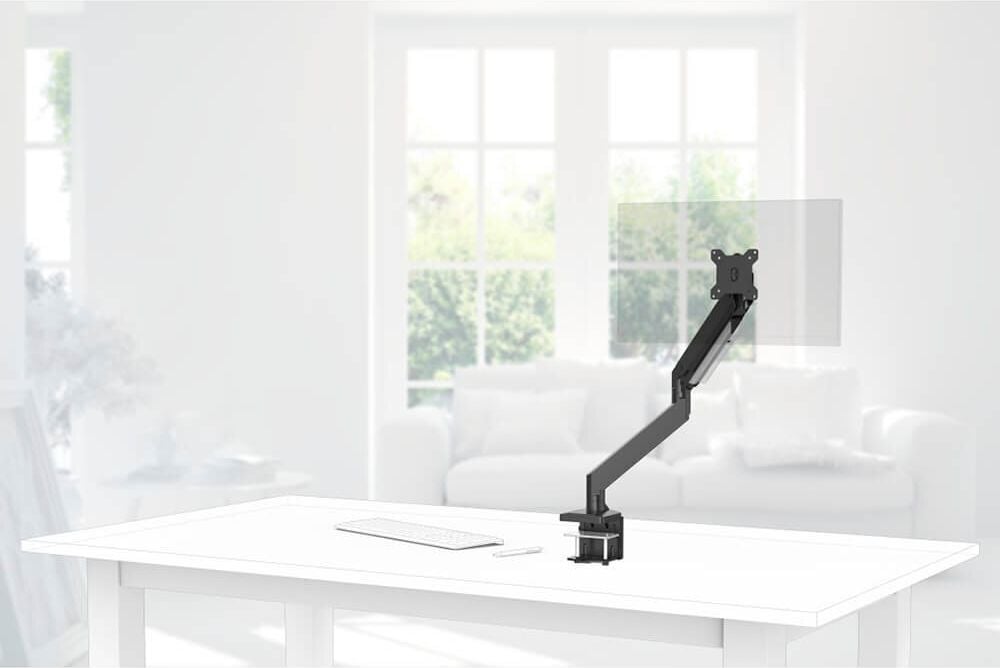 Monitorhalter Hama FULLMOTION Einzelarm 118497, 1 Arm, Tragfähigkeit bis zu 15 kg,
Schwenkarm, höhen- und tiefenverstellbar,
Klemmhalterung, schwarz