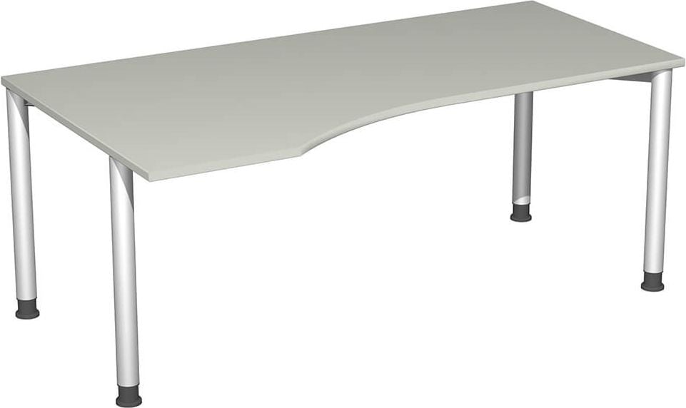 Schreibtisch Geramöbel 4 Fuß Flex S-555306, 180x100cm (BxHxT), 68-80cm Höhe, Freiform
links, 4-Fuß silber, hellgrau