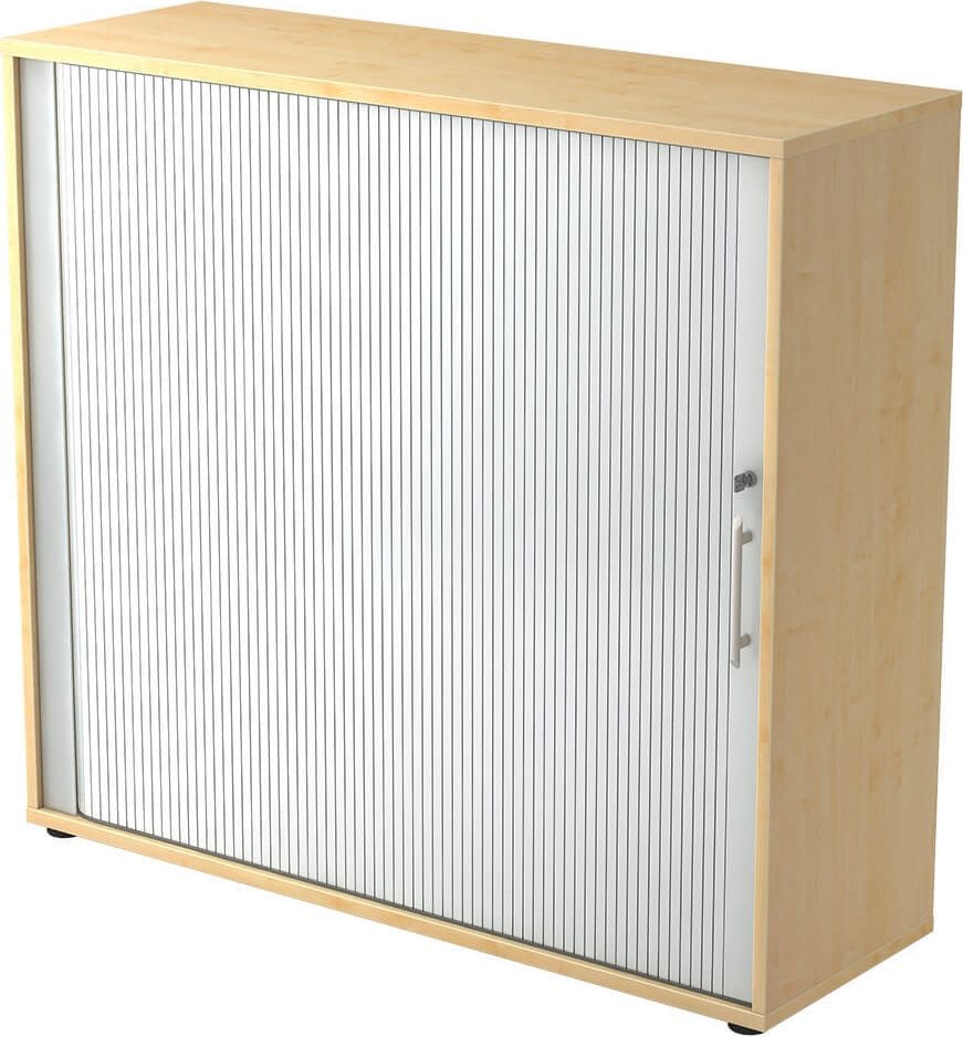 Aktenschrank Hammerbacher 1733S, 120x110x40cm (BxHxT), 1 Querrollladen, 2
Fachböden, Korpus/Rollladen zweifarbig, ahorn