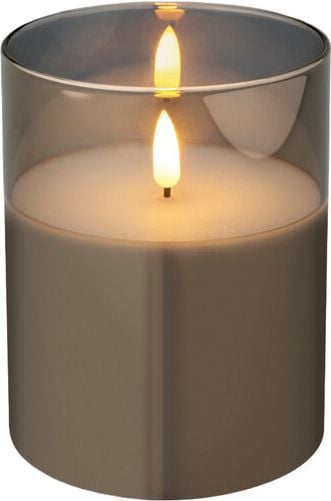LED-Kerze LUMINEO, 10x12,5cm (DxH), im Glas, Wachs/Glas, mit
Timerfunktion, warmweiß, grau