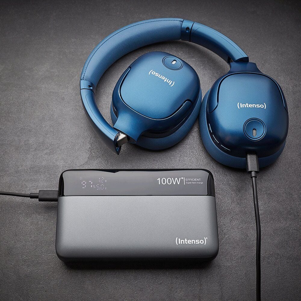 Powerbank Intenso HE20000 7350050, 20000 mAh, USB-C Ladekabel, 100 Watt,
grau/schwarz