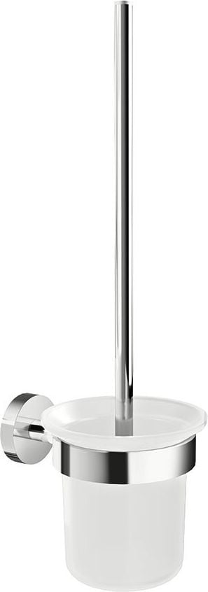 WC-Bürstengarnitur Tesa SMOOZ 40632-00000-00, Toilettenbürste mit Halterung und Glasbehälter, ohne Bohren, verchromtes Metall/satiniertes Glas