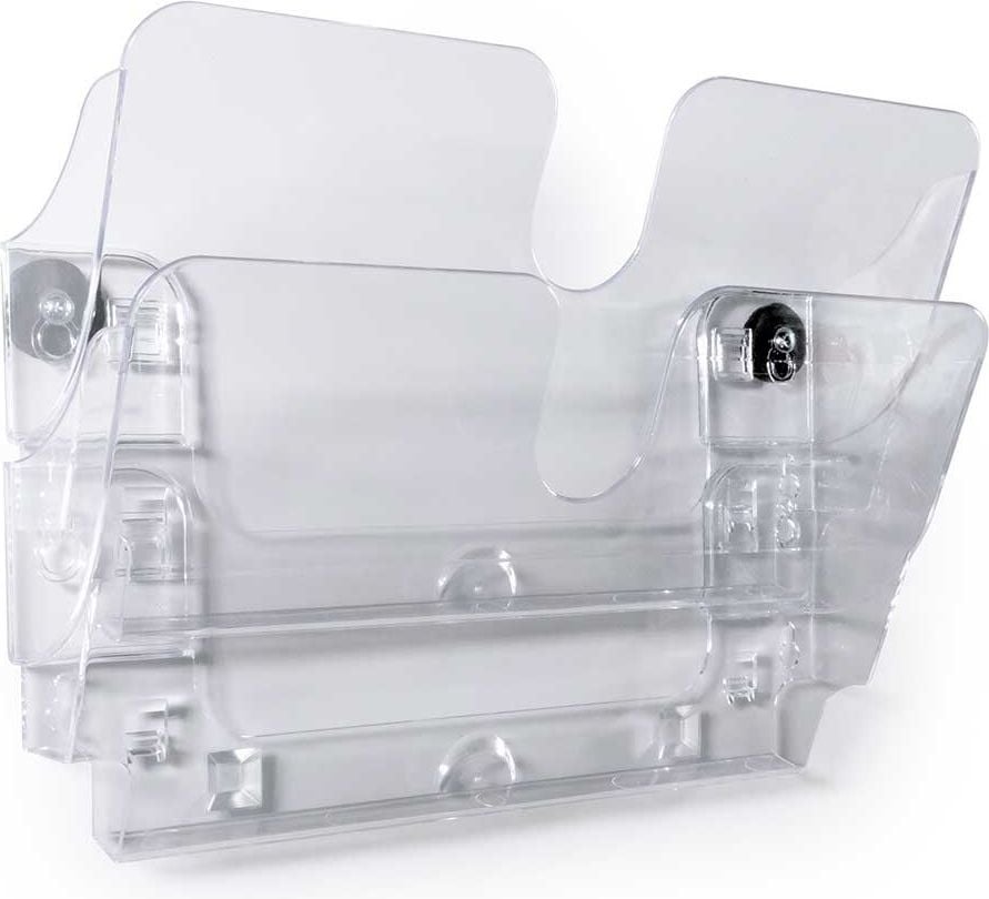 Wandprospekthalter Durable FLEXIPLUS 2 A4 quer 1709022, 2x A4 quer, 2 Fächer, magnetisch, Tragfähigkeit bis 3kg, transparent