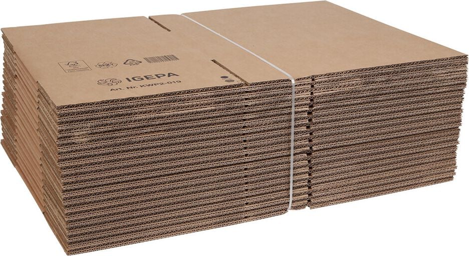 Versandkarton FEFCO 0201 KWP2-019, 430x310x230mm (LxBxH), braun, ein
Höhenriller, Pack 20 Stück