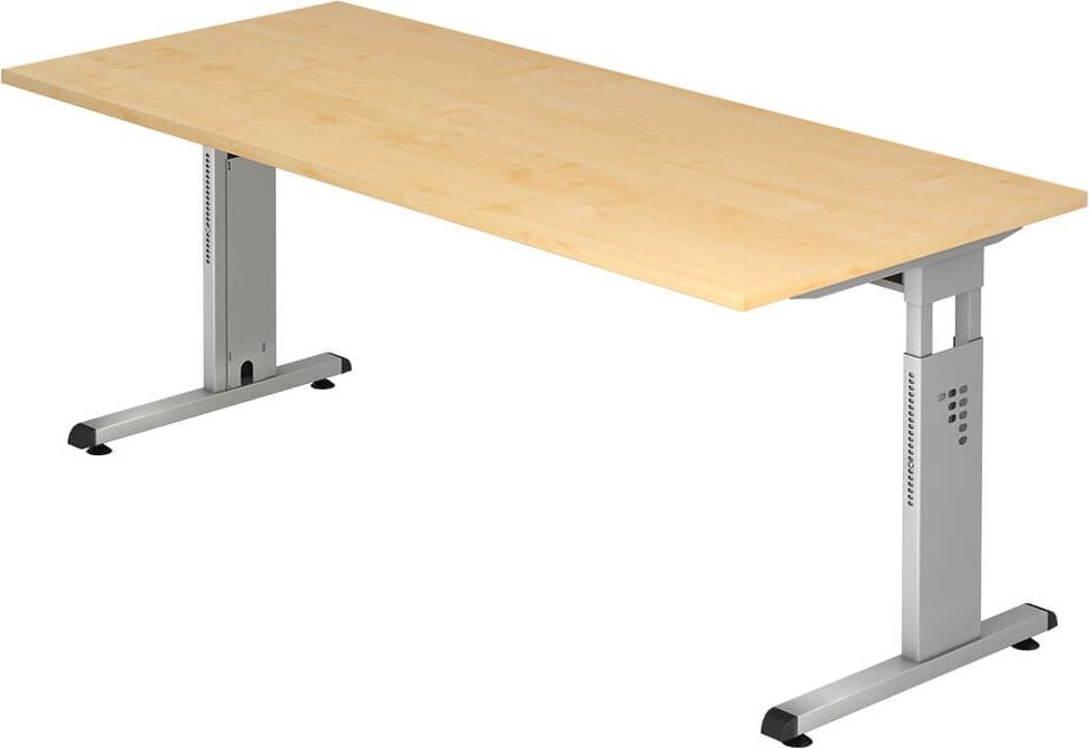 Schreibtisch Hammerbacher OS19, 180x80cm (BxT), 65-85cm Höhe,
rechteckig, C-Fuß, eiche