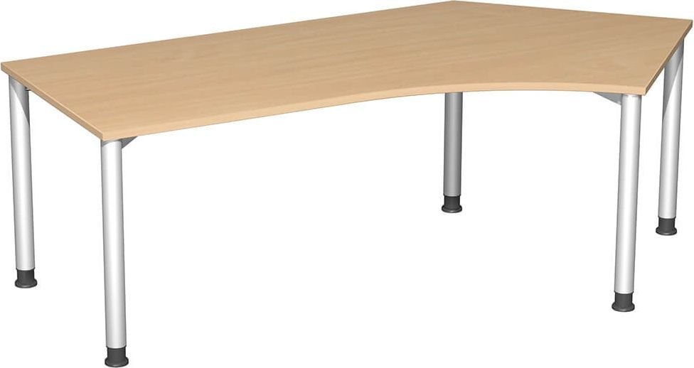 Winkelschreibtisch Geramöbel 4 Fuß Flex S-555316, 216,6x113cm (BxT), 68-80cm Höhe, 135 Grad
Winkel rechts, 5-Fuß silber, buche