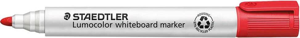 Boardmarker Staedtler Lumocolor whiteboard marker 351 WP6, ca. 2mm, Rundspitze, Gehäuse aus 97% recyceltem Plastik, Etui mit 6 Farben