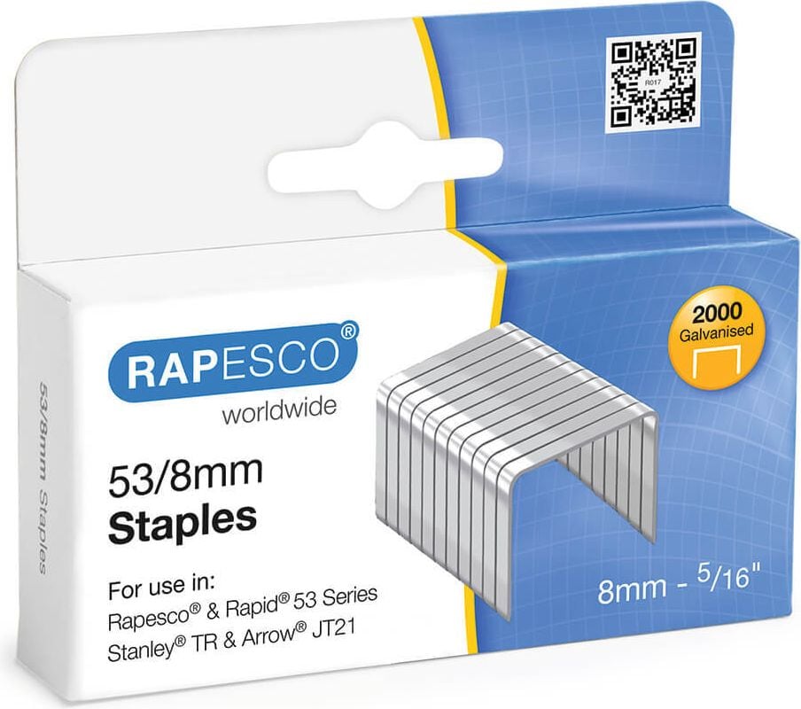 Heftklammern Rapesco 53/8 0752, Feindraht, Pack 2.000 Stück