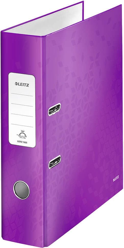 Ordner A4 Leitz WOW 1005, 80mm, laminierte Pappe, A4, 8cm Rücken, laminiertes Papier,
WOW-Farben, violett