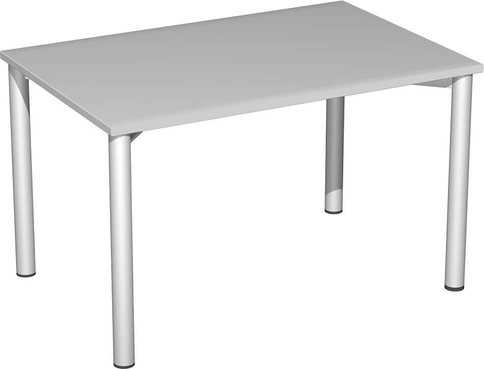 Schreibtisch Geramöbel 4 Fuß Flex S-550102, 120x72x80cm (BxHxT), rechteckig, 4-Fuß silber, hellgrau