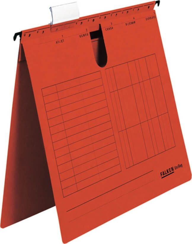 Hängehefter Falken UniReg, kaufm. Heftung, ohne Tasche, Manilakarton
(RC) 230 g/m², rot