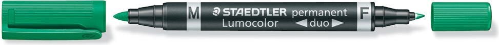 Permanentmarker Staedtler Lumocolor permanent duo 348, 2 Rundspitzen (0,6 + 1,5mm), grün
