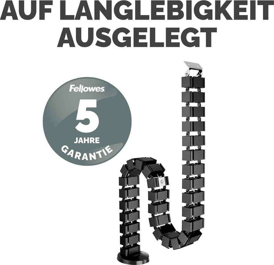Kabelführung Fellowes CableSpine 100136871/10036872, 128,8cm, 4 getrennte Kabelkanäle, für höhenverstellbare Tische bis 130 cm, schwarz