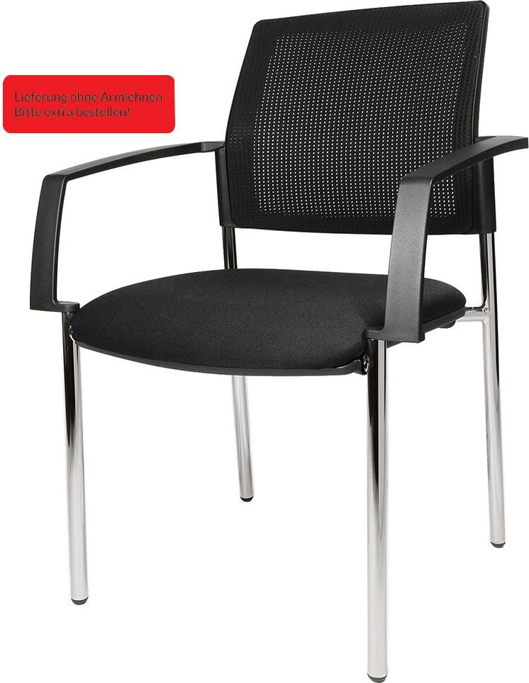 Besucherstuhl TOPSTAR T610 TA6100T20, ohne Armlehnen, Vierfußgestell schwarz,
Rückenlehne Netzbezug, Sitzfläche gepolstert,
schwarz